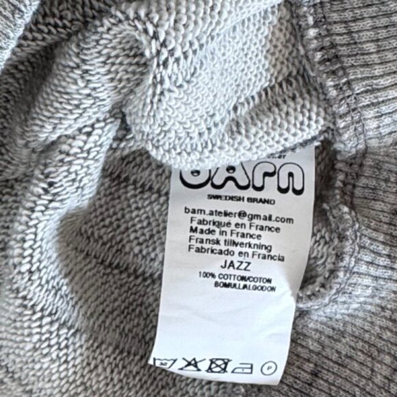 ATELIER BARN - SHORT SWEATSHIRT - 100% COTTON - GREY - MADE IN FRANCE - Picture 5 of 5